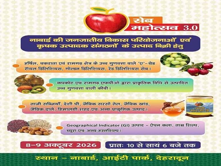 08 एवं 09 अक्टूबर को देहरादून में आयोजित होगा नाबार्ड का ‘सेब महोत्सव 3.0’