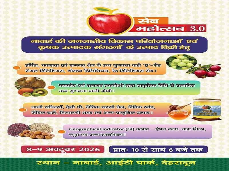08 एवं 09 अक्टूबर को देहरादून में आयोजित होगा नाबार्ड का ‘सेब महोत्सव 3.0’